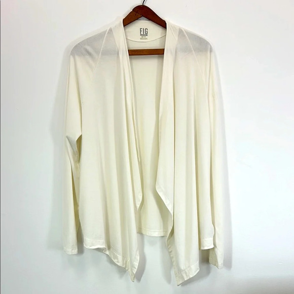 FIG White Open Front Cardigan Healthcare Size XL Women's Plus Nurse Scrubs Work - Picture 1 of 9